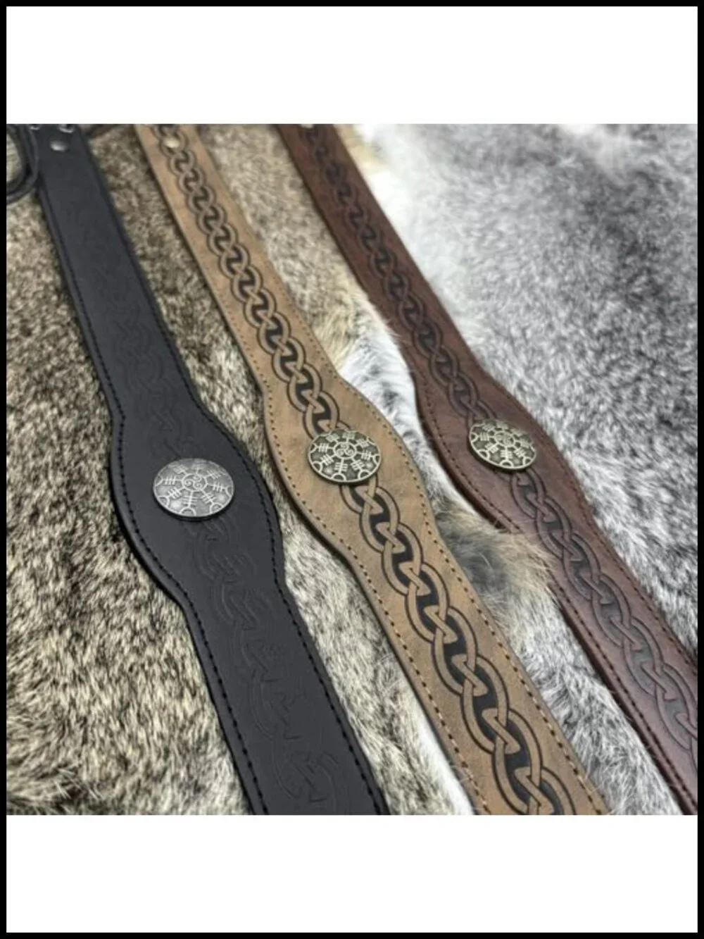 Medieval Embossed Faux Leather Headband Adjustable Renaissance Cosplay
